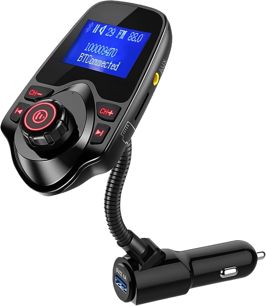Bluetooth Car FM Transmitter Hands-Free Calling Dual USB Fast Charger AUX SD