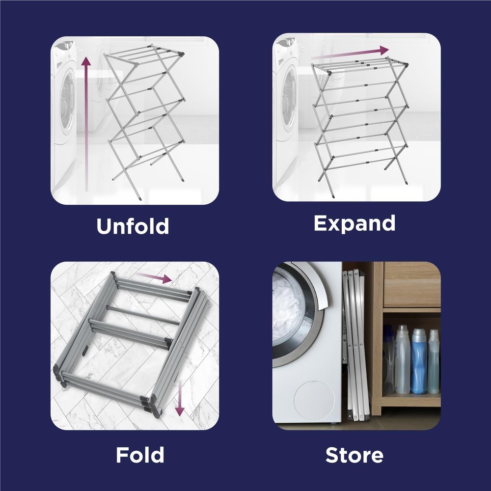 BLACK+DECKER Laundry Organization Expandable/Collapsible Clothes Drying Rack. Es