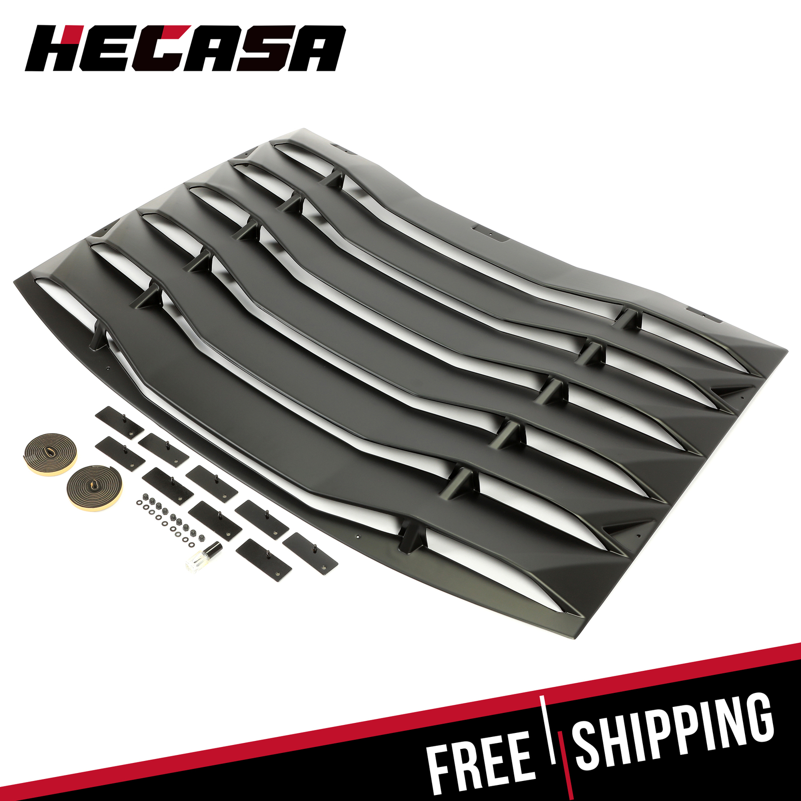 HECASA Rear Window Louver Cover Vent Black ABS For 2011-2023 2020 Dodge Charger