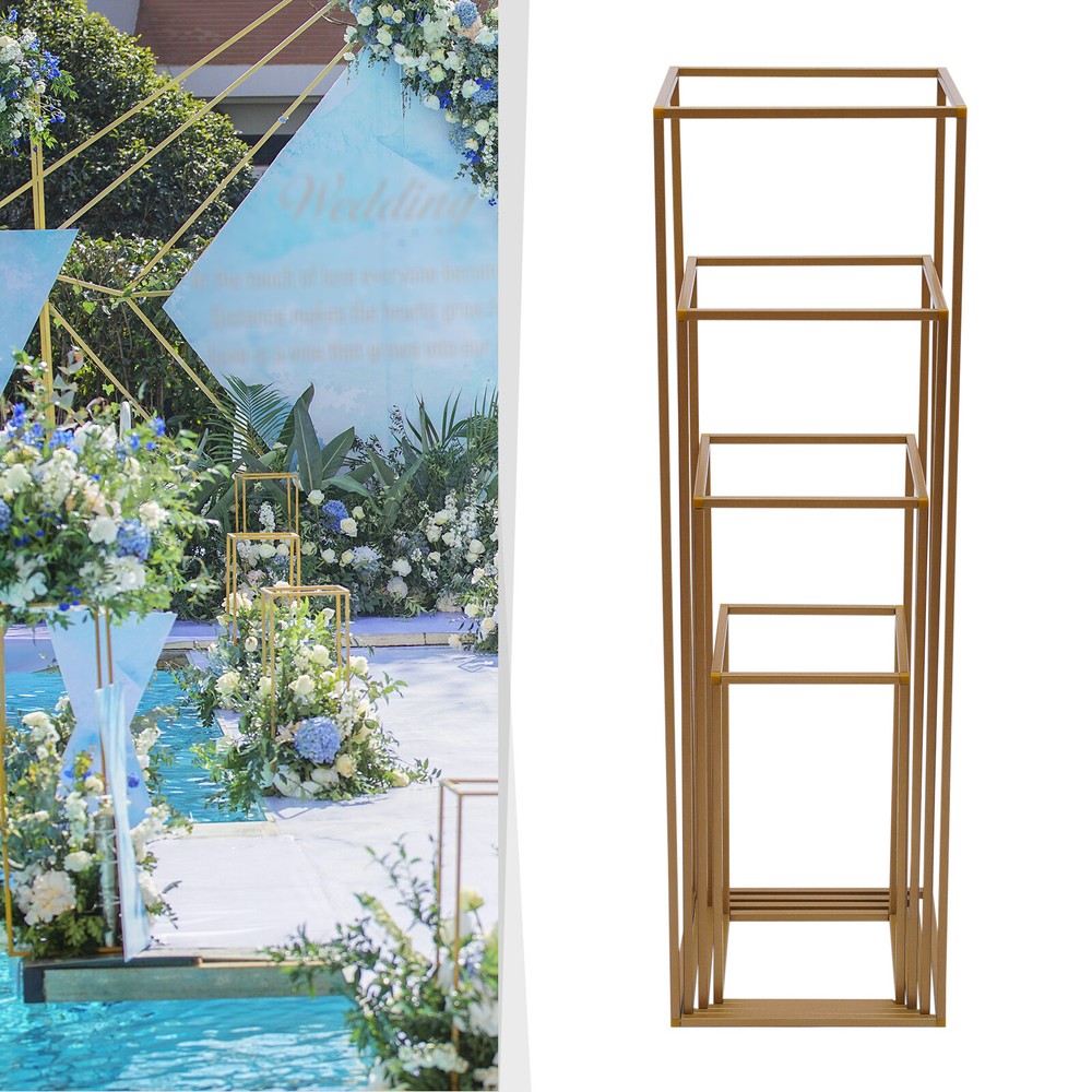 DIY Rectangular Rack For Wedding Table Centerpieces Decor Gold Flower Stand