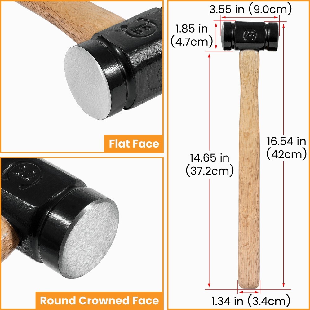 36 oz Rounding Hammer Blacksmith Engineer Drilling Handmade Knife Making Forge