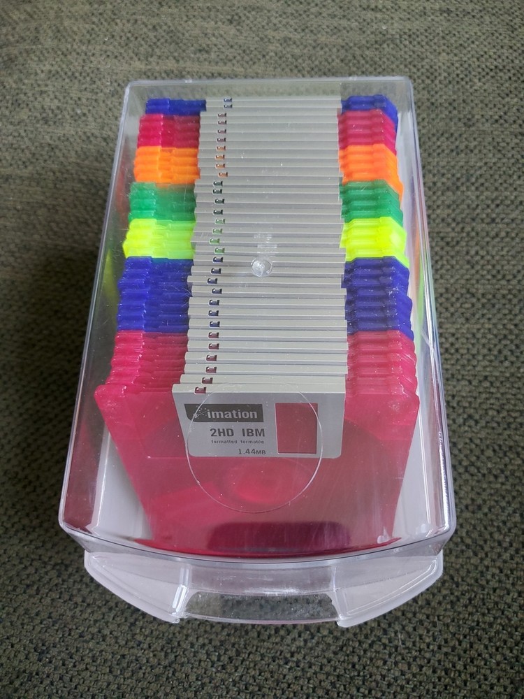 Imation Neon Diskettes 32 Pack IBM 2HD Floppy Disks w/Case