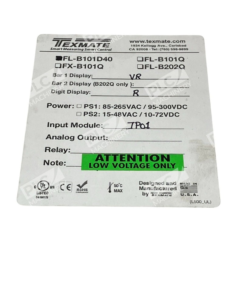Texmate Lynx Series FL-B101D40 Bargraph Meter VR Red Digit Low Voltage