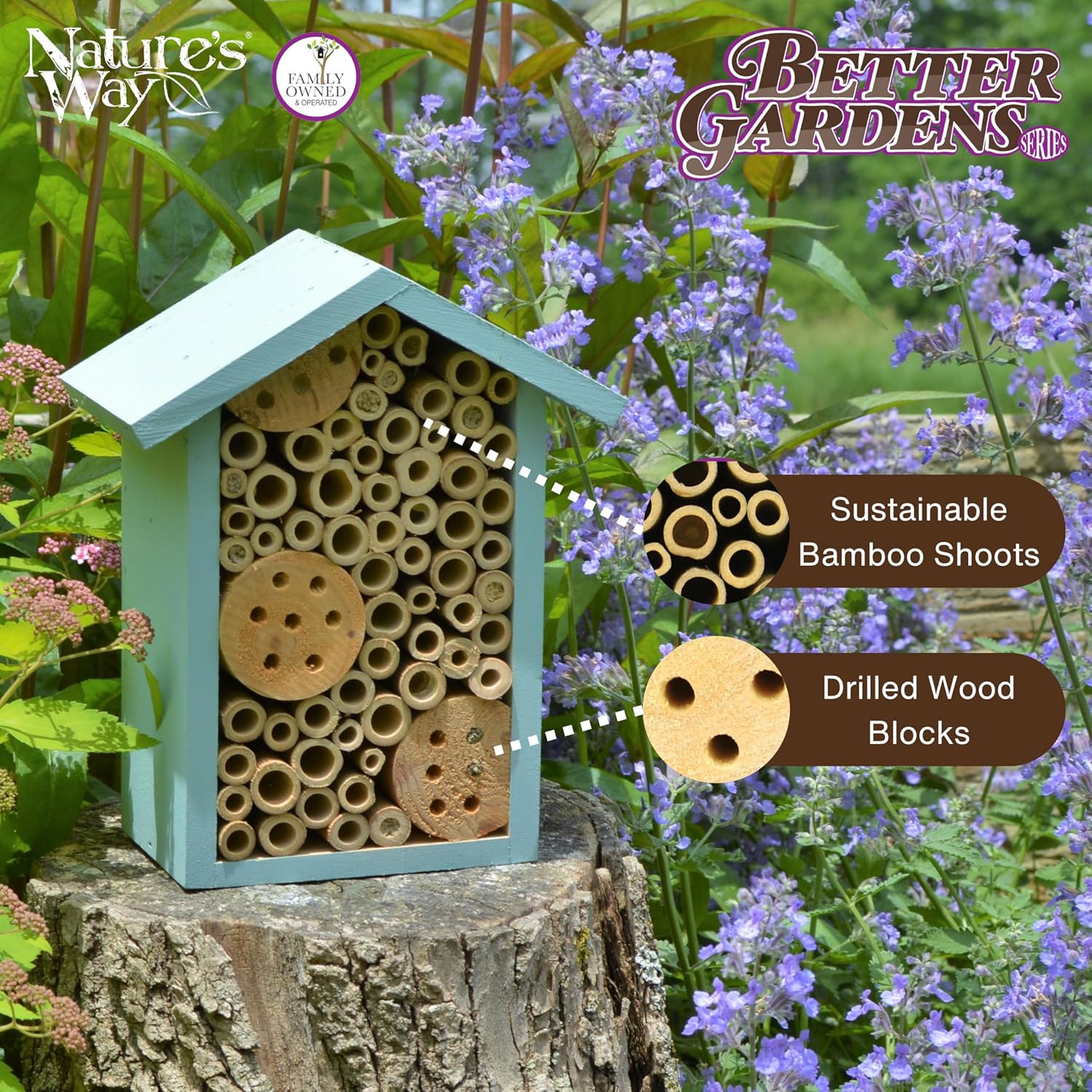 Mason Bee House Pollinator Bee Hotel Garden Solitary Bee Nesting Box