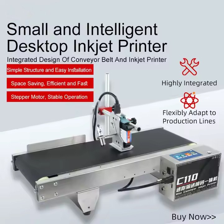 Automatic online inkjet printer prints text, batch number, barcode, brand logo