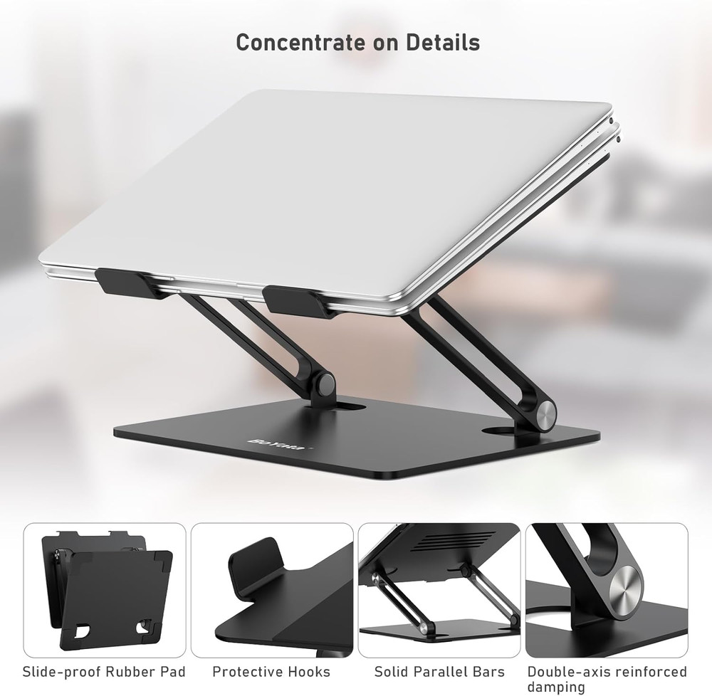 Laptop Stand, Adjustable Laptop Riser with Slide-Proof Silicone and Protective H