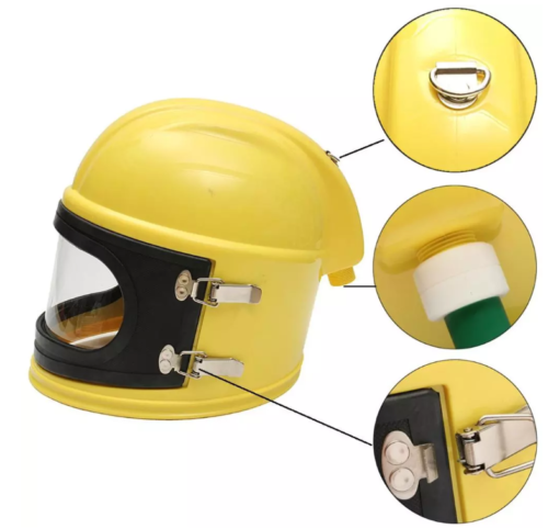 AIR FED Supplied Safety Sandblast Helmet Sand Blast Hood Protector Yellow+10Lens