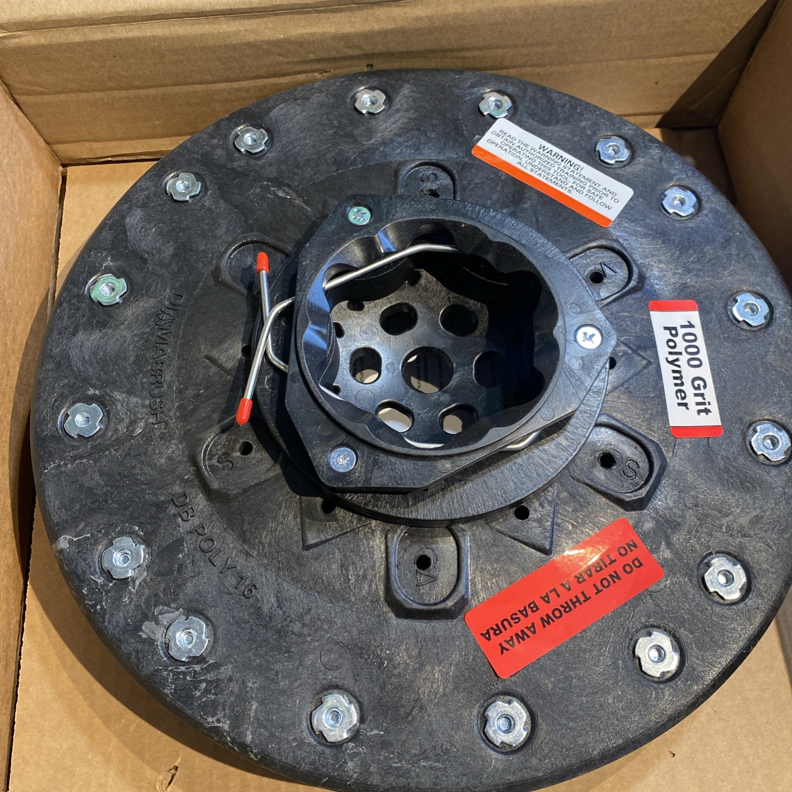 DIAMABRUSH 16" Polymer Tool 1000 Grit Red Blades with Tennant Drive Clutch Plate