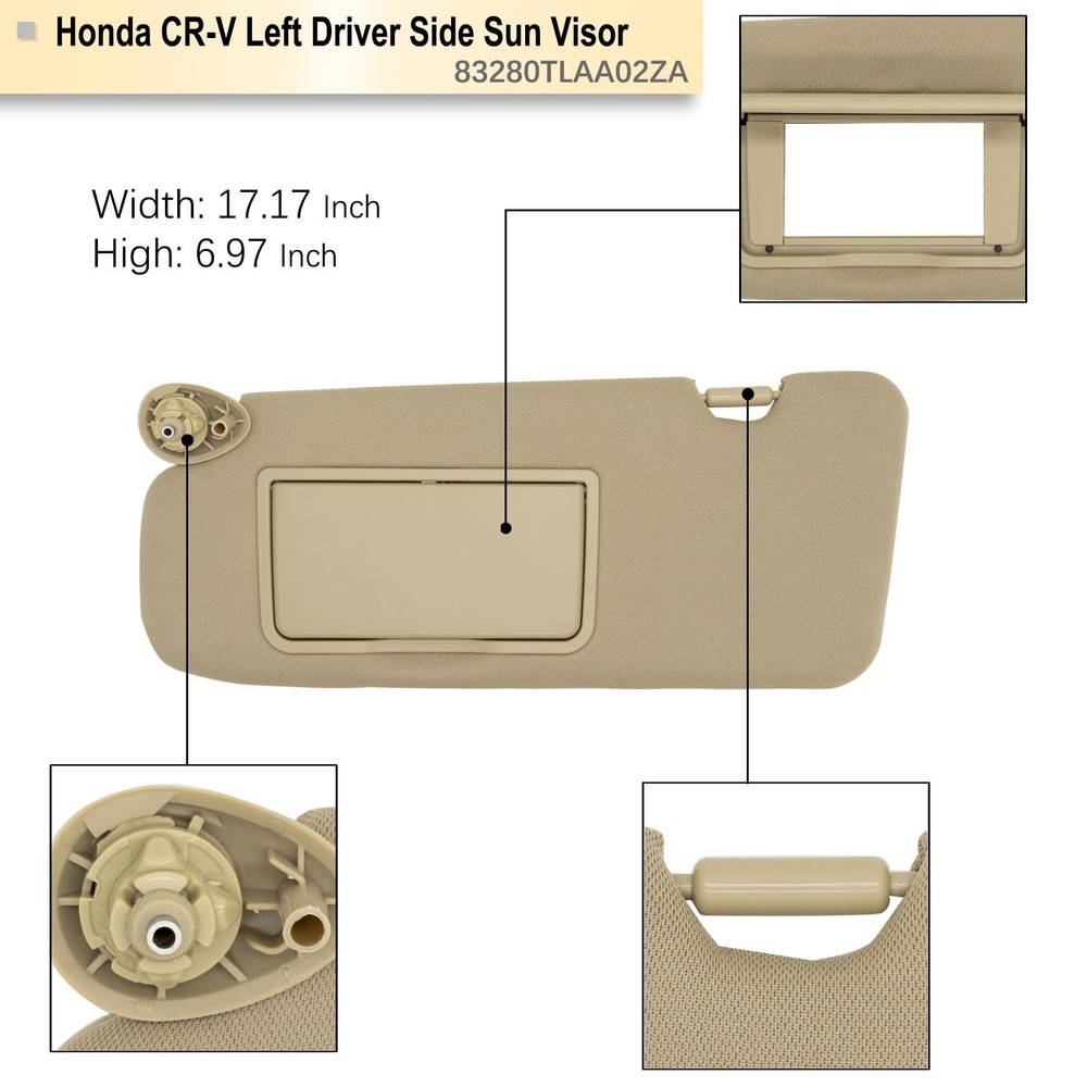 NHILES Driver Left Side Sun Visor Replacement Beige(Driver w/o Light）