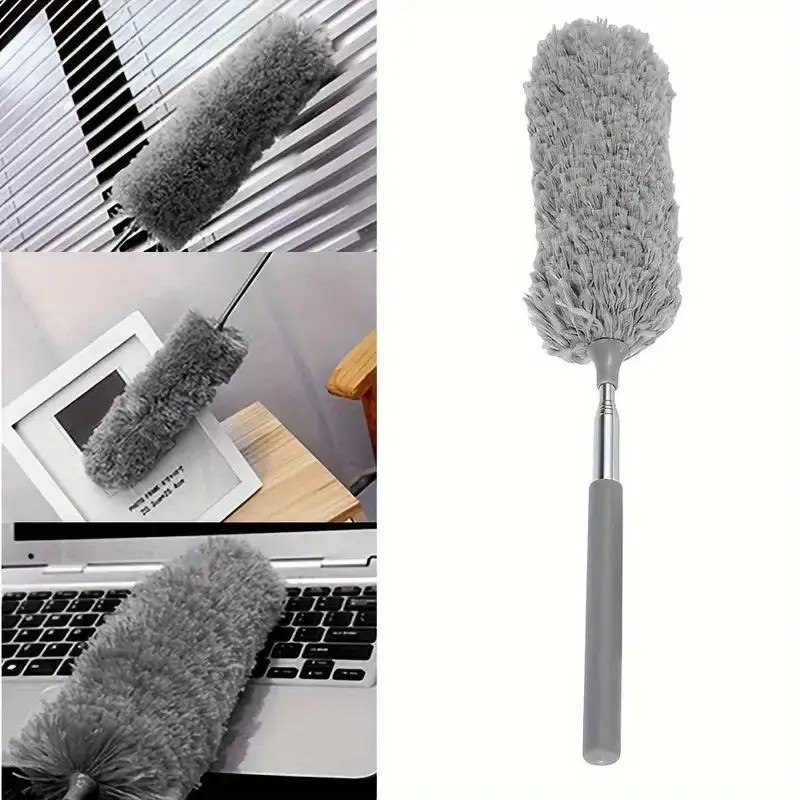 47" Extendable Microfiber Duster Bendable Washable Head Stainless Steel Pole