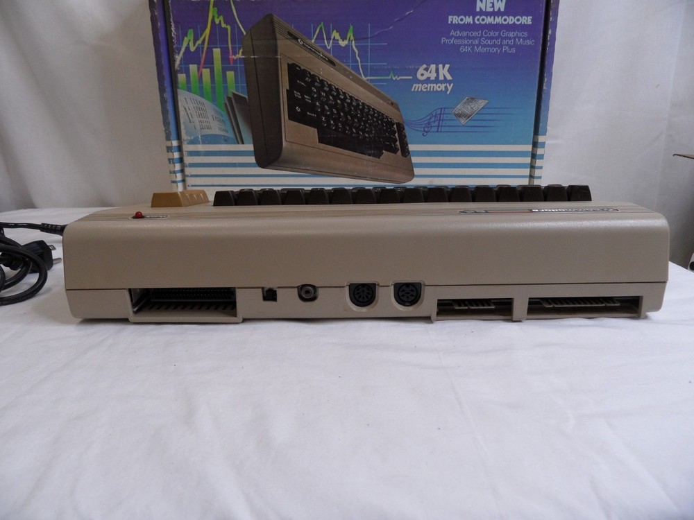 Commodore C64 Computer in Box Heat Sinks Power Supply Video cable- TESTED