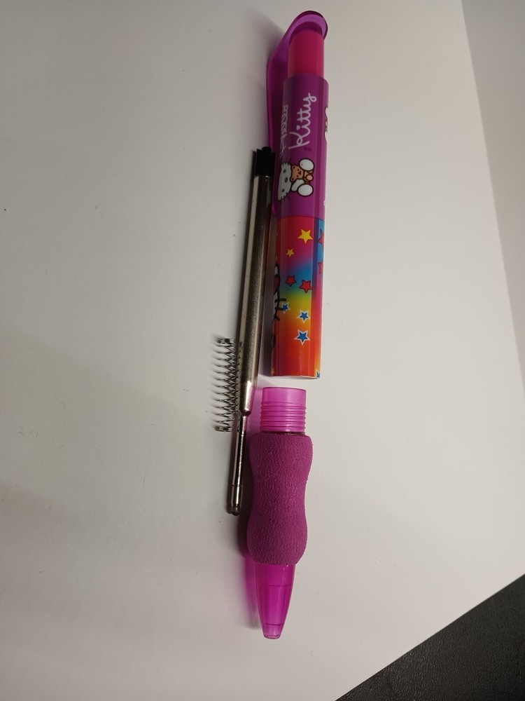 HELLO KITTY PEN PUSH RETRACTABLE GEL INK FOAM GRIP PROTOTYPE RARE WITH CASE
