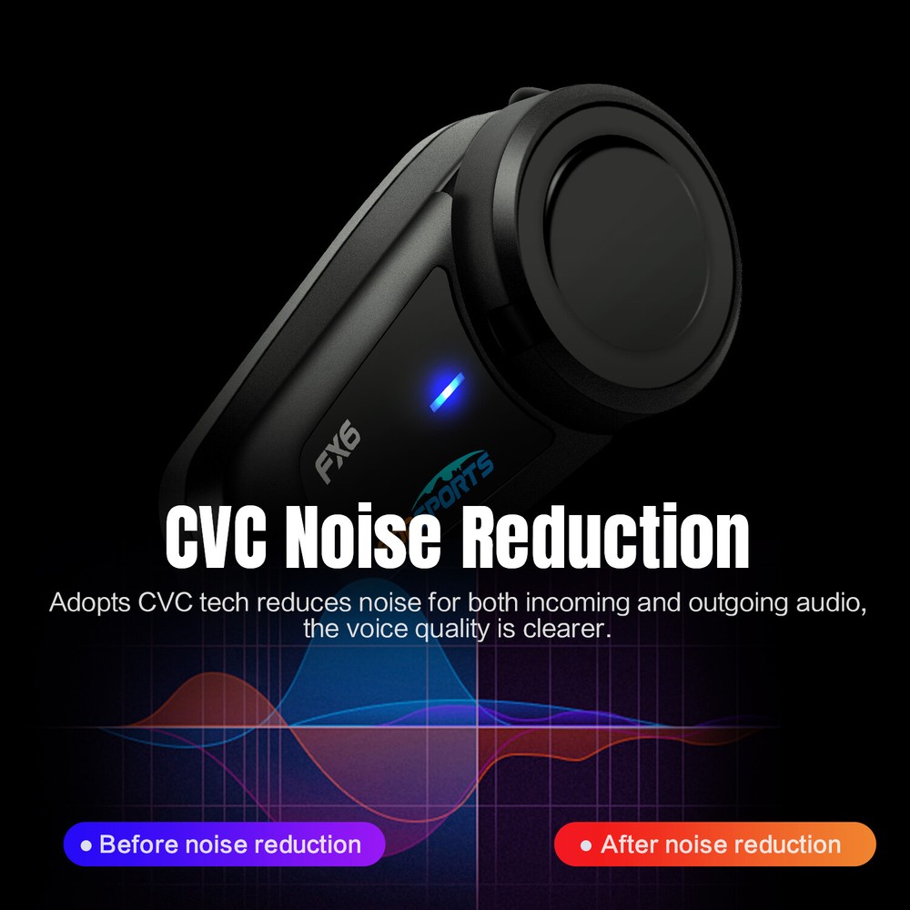 2x FX6 Helmet Intercom Motorcycle Bluetooth Headset 1000m 6 Riders Communication