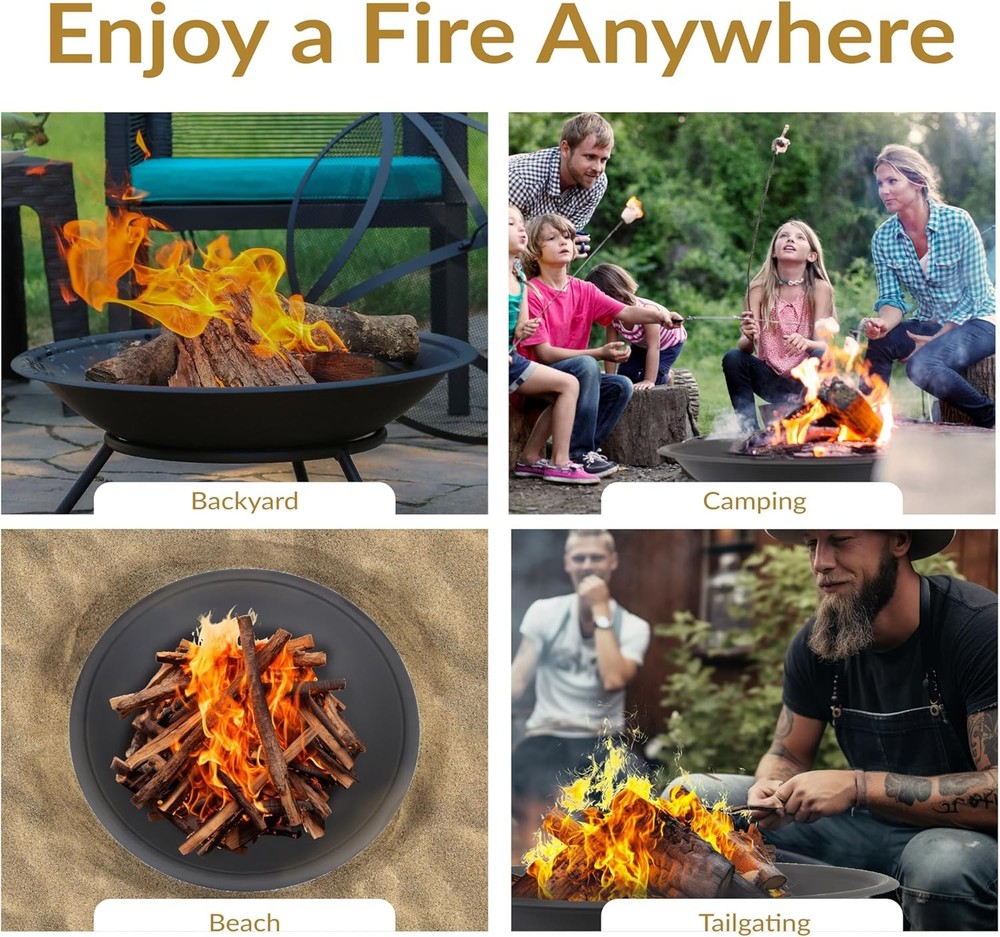 Outdoor Fire Pit Bowl Replacement Insert for DIY Ring or Existing Stand