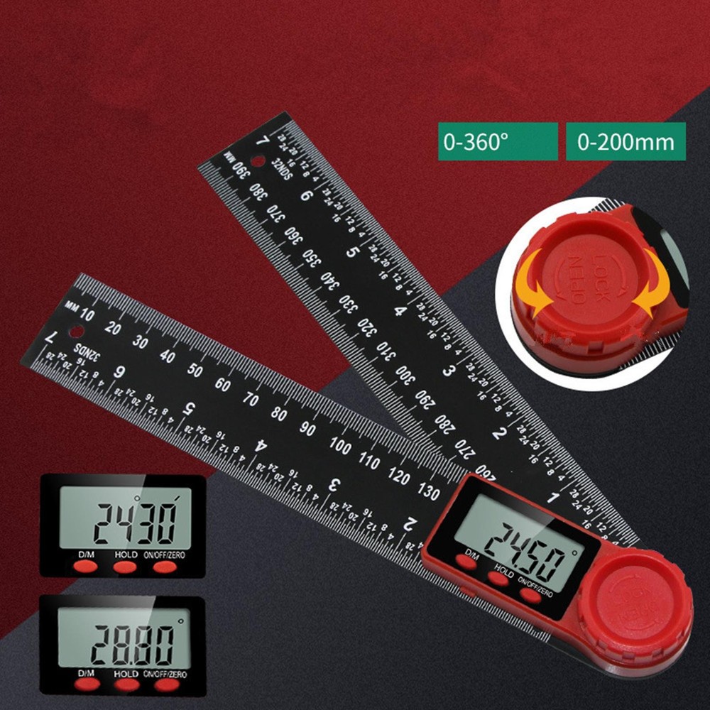 LCD Digital Display 200mm 0-360° Angle Finder Ruler Protractor Measure Meter e