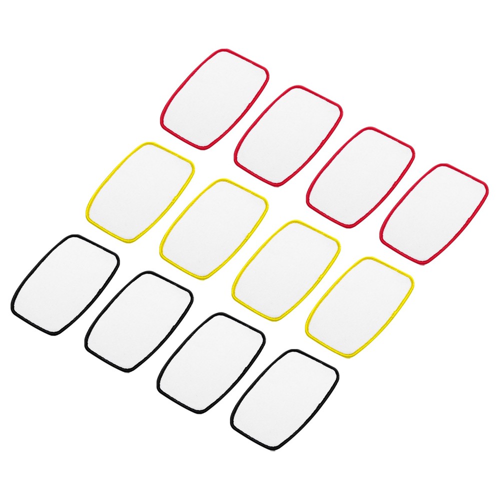 30pcs Sublimation Patch Blank Oval Rectangle White with Black/Red/Yellow Border