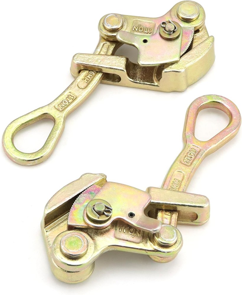 QWORK 2 Pack 1 T Cable Grip Wire Grip Steel Rope Jaw Puller for Wire Rope, Pulli