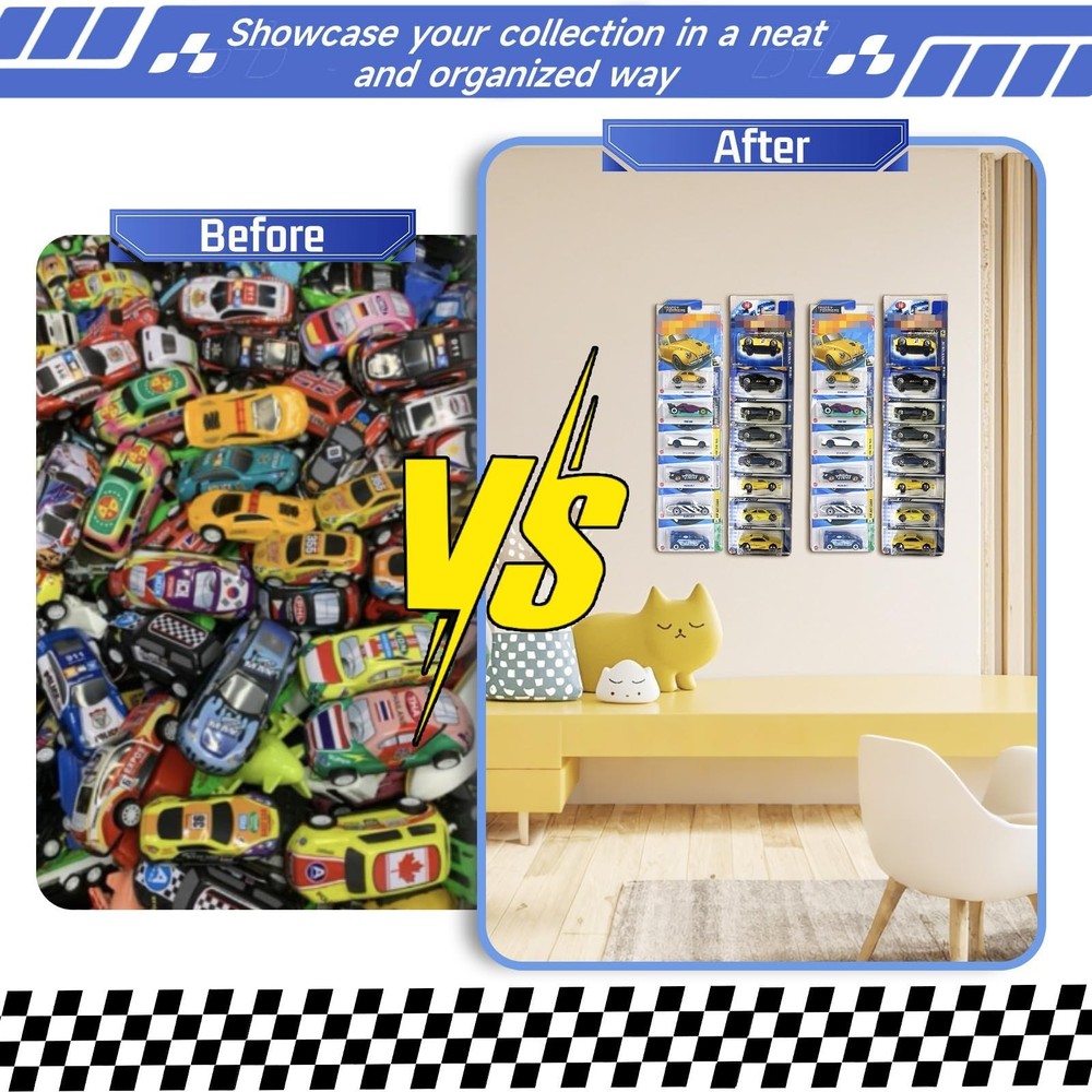 12 Pack Model Car Wall Display Compatible with Packaged Hot-Wheels Match-Box ...