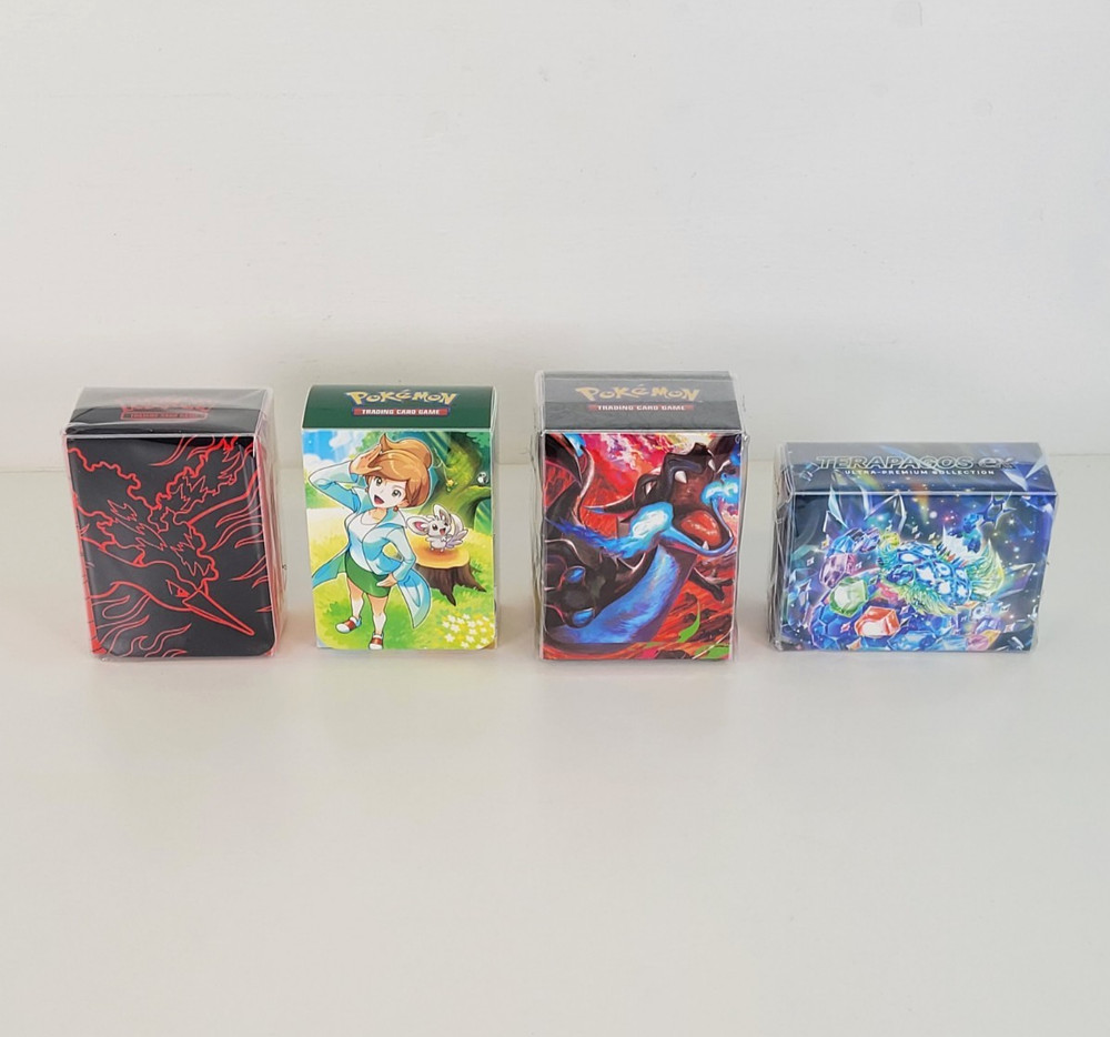 Pokemon Deck Box Bundle x 4 Including Mega Charizard, Moltres, Terapagos - New