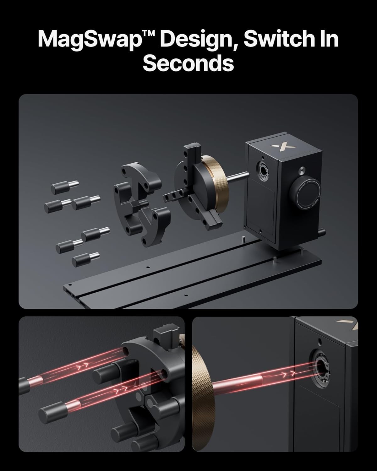 xTool RA3 World's First Smart MagSwap Rotary Attachment for xTool P3, F2