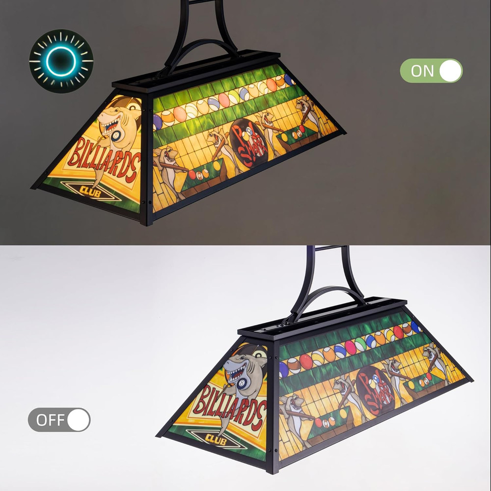 TOCHIC Vintage Pool Table Light, 3-Light Rustic Billiards Light Green FREE SHIP