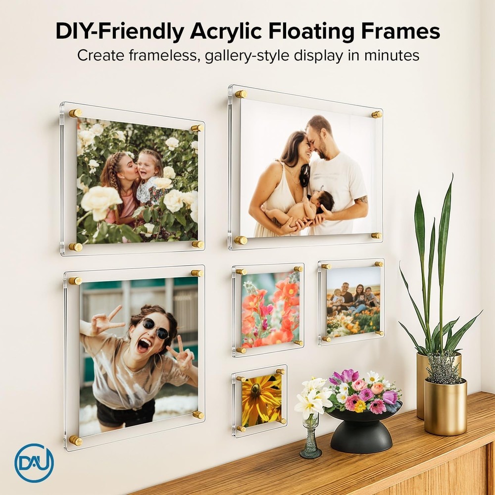 Acrylic Floating Frames Gold Standoffs(single) 11" x 14" Clear Acrylic Frames...
