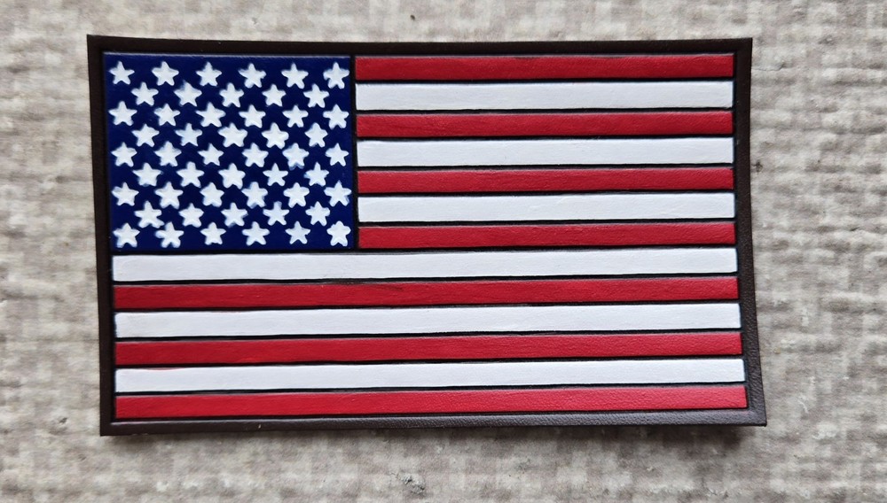 Painted Leather Flag USA Squadron Patch  A-2 3×5 Inch