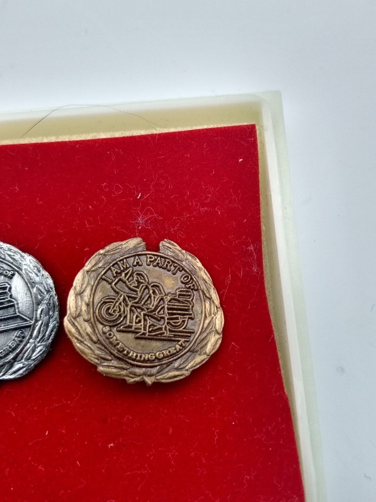 Vintage pin set motorcycle beginning of something great unsigned