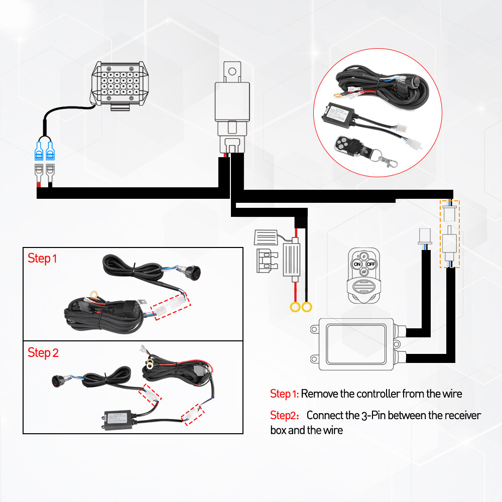 Wireless Remote Control ON/Off Switch Strobe For LED Work Light Bar Off Road ATV