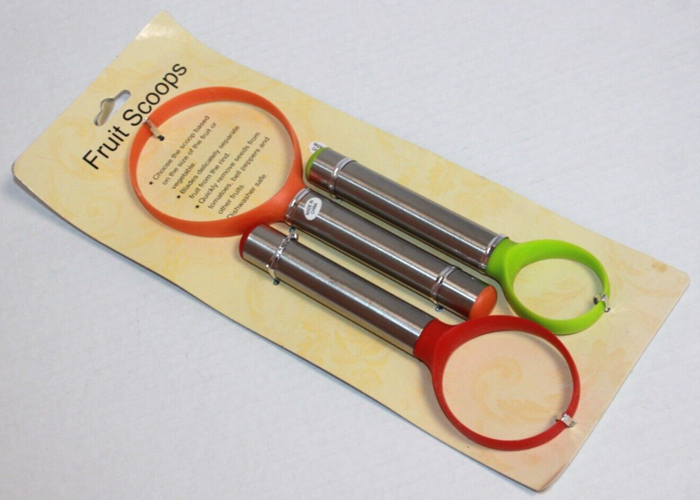 Kitchen Utensils Set 3 Multicolor Fruit Scoops NIP