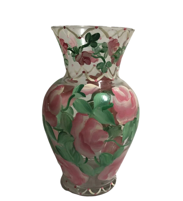Beautifully hand painted glass vase