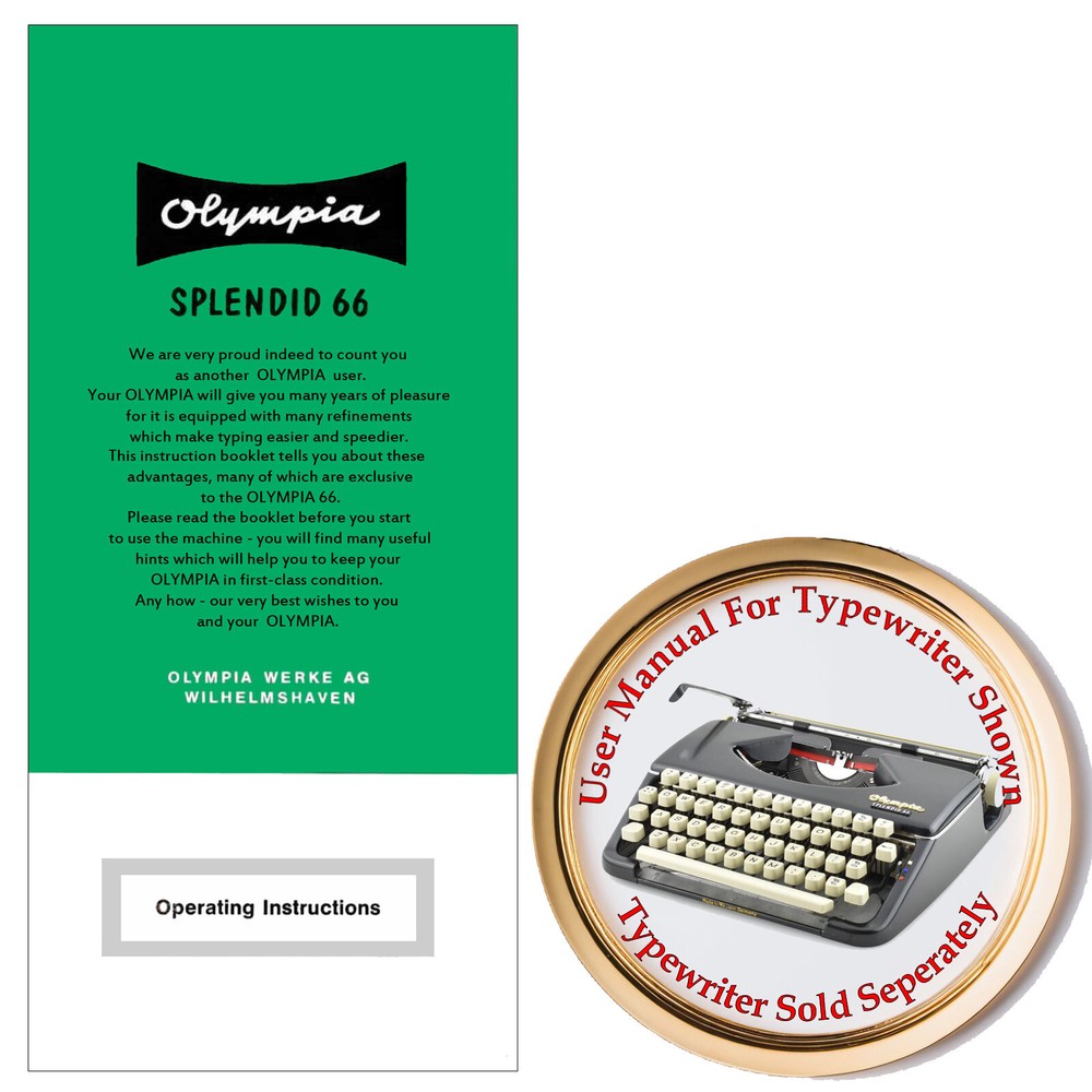 Olympia Splendid 66 Typewriter Owner's User Instruction Manual