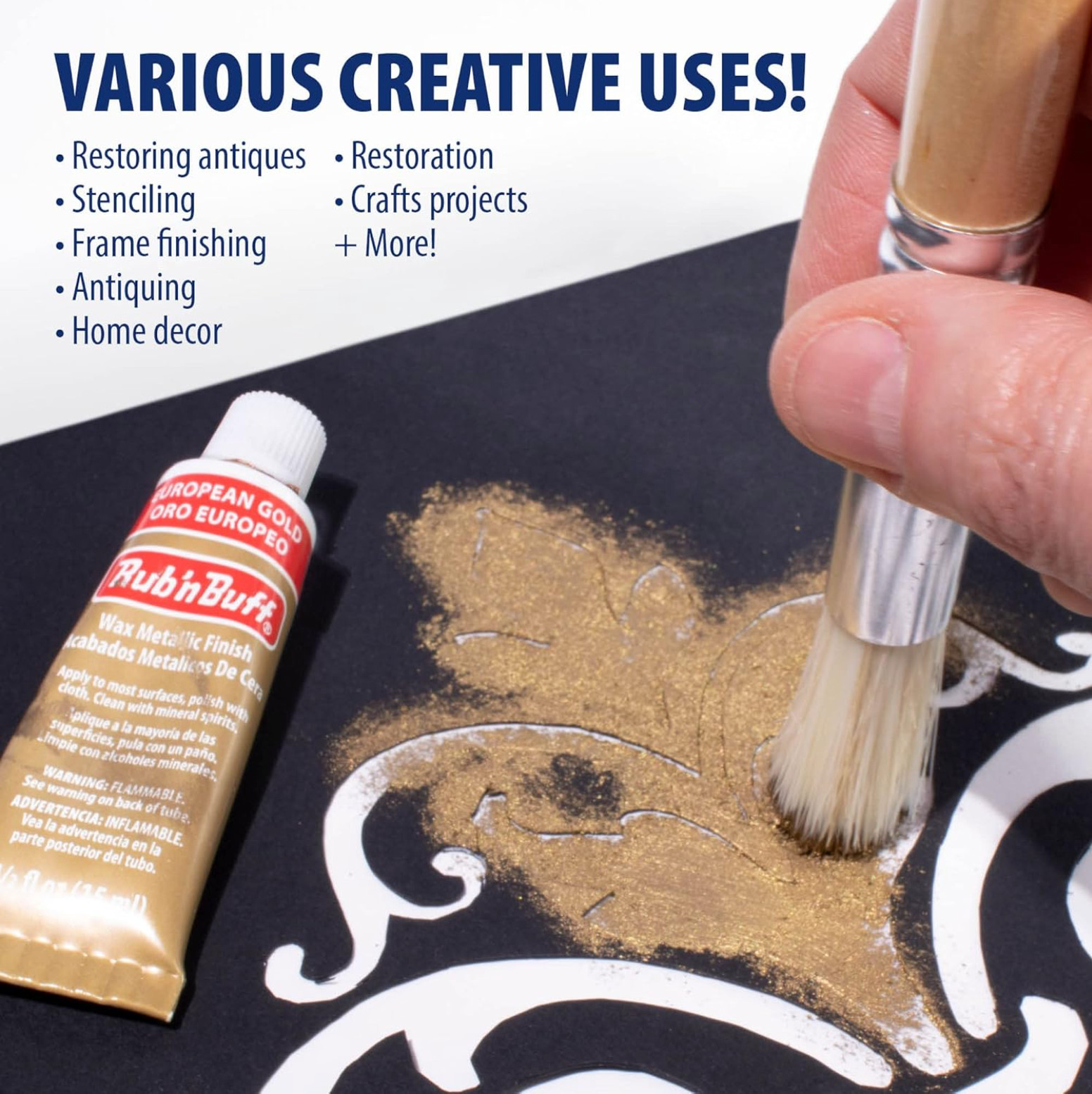 2x Pack - Amaco Rub 'N Buff Wax Metallic Finish, European Gold, 0.5-Fluid Ounce