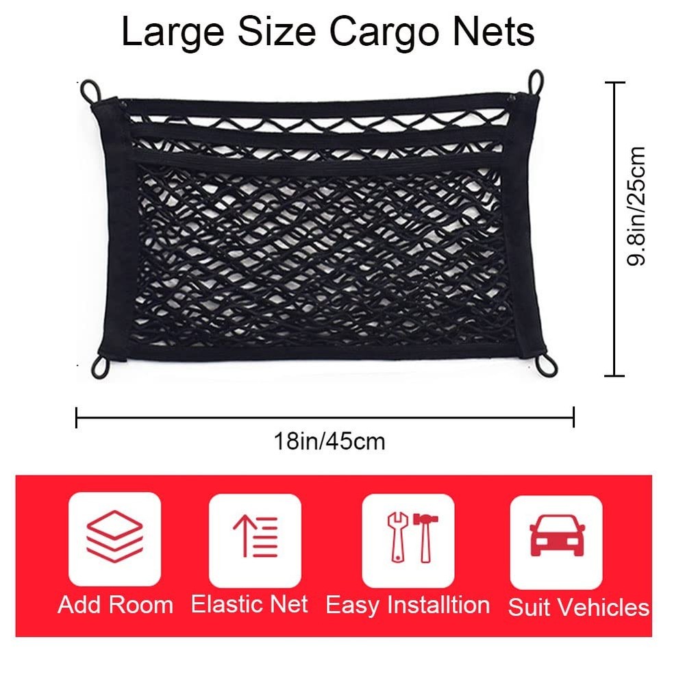 2 Pack Upgrade 3 Layer Small Cargo Net Trunk RV Boats Storage Mesh Pocket