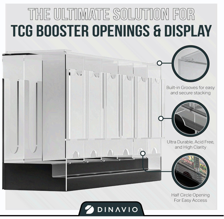 6-Slot Booster Pack Dispenser, 240 Capacity, Acrylic Stackable 4mm