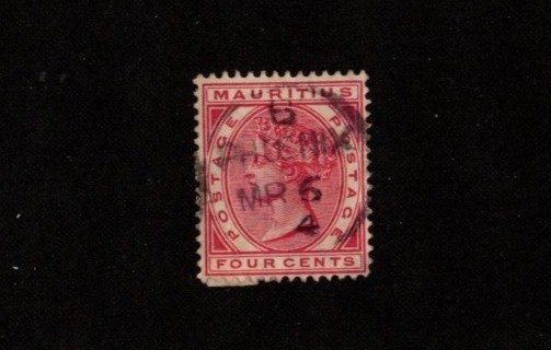 Mauritius Scott #71 Used CV $7 4c Stamp Hinged Mark