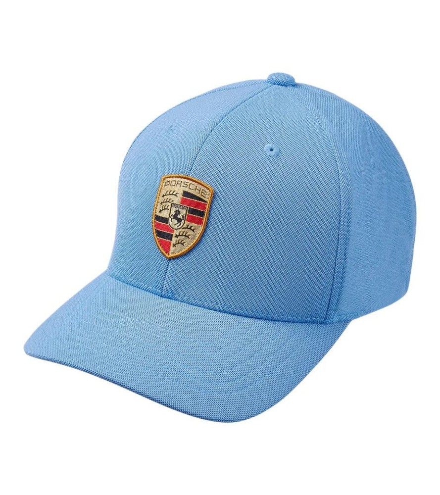 Porsche Crest Baseball Hat  (Flex Fit) - Light Blue