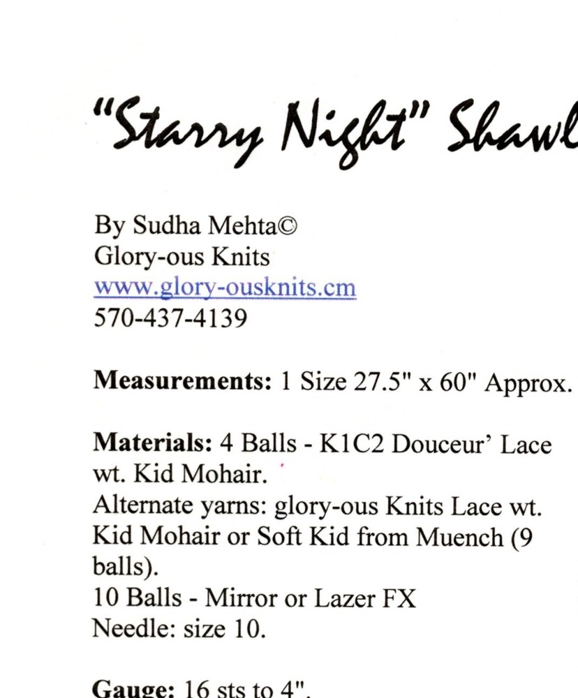 You Knit Me Designs Knitting Pattern - Starry Night Shawl - Easy Knit