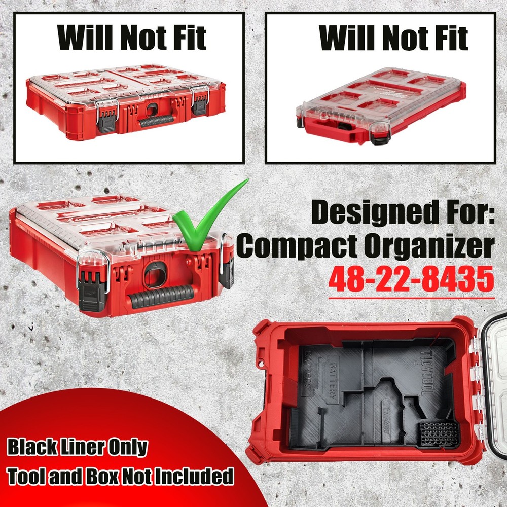 M18 Drill Driver Organizer for Milwaukee Compact Packout 3601-20