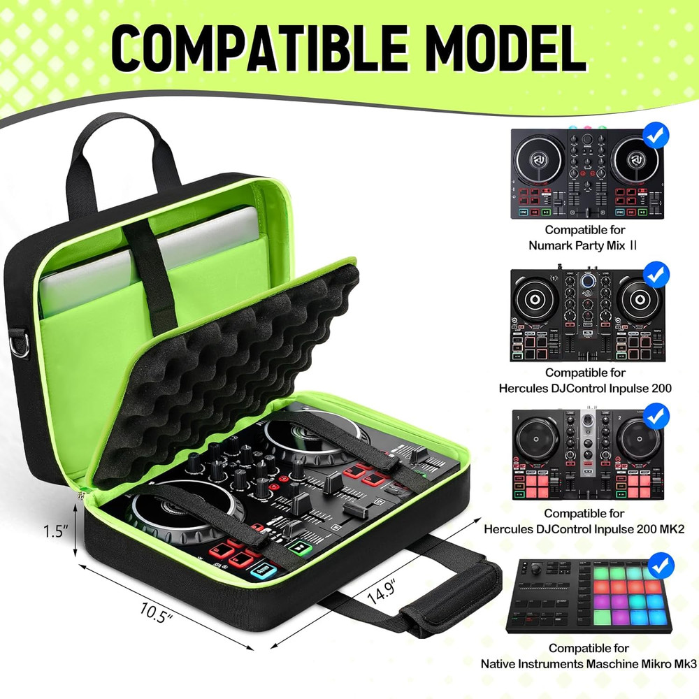 DJ Controller Case Compatible for Hercules Djcontrol Inpulse 200 MK2/ 200, Padde