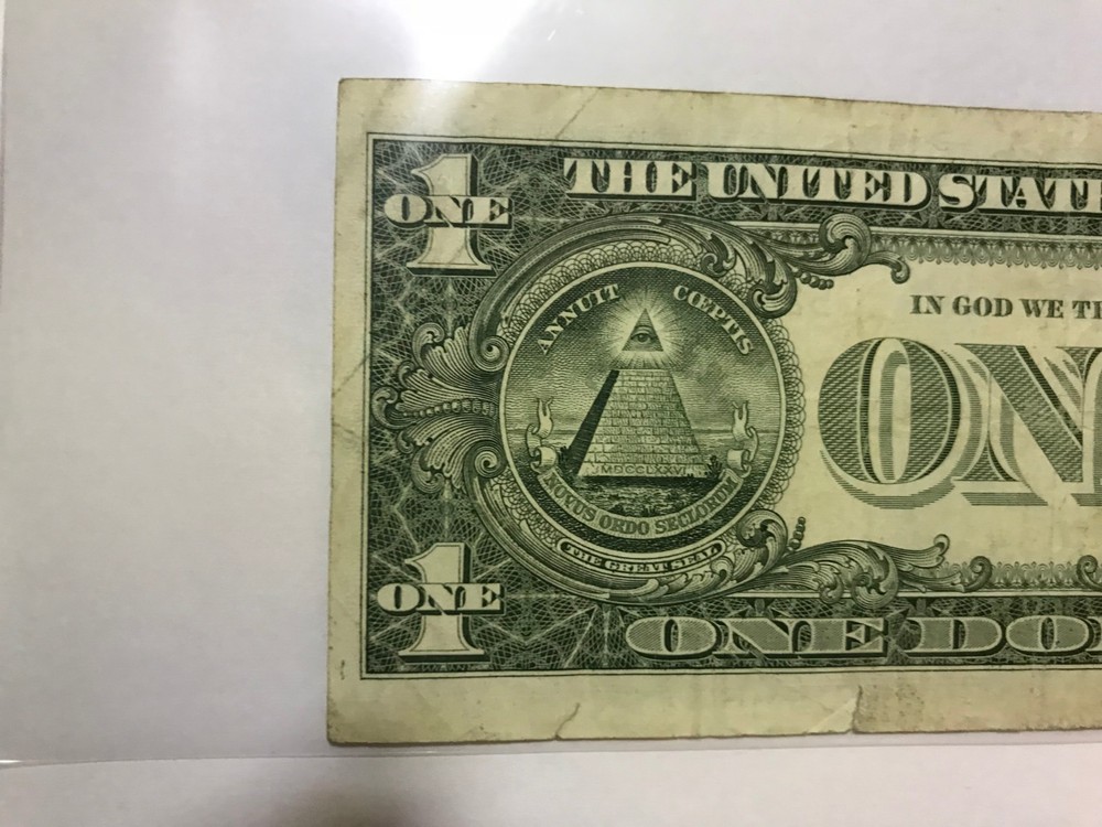  $1 One Dollar Bill misaligned Cut Error left to right