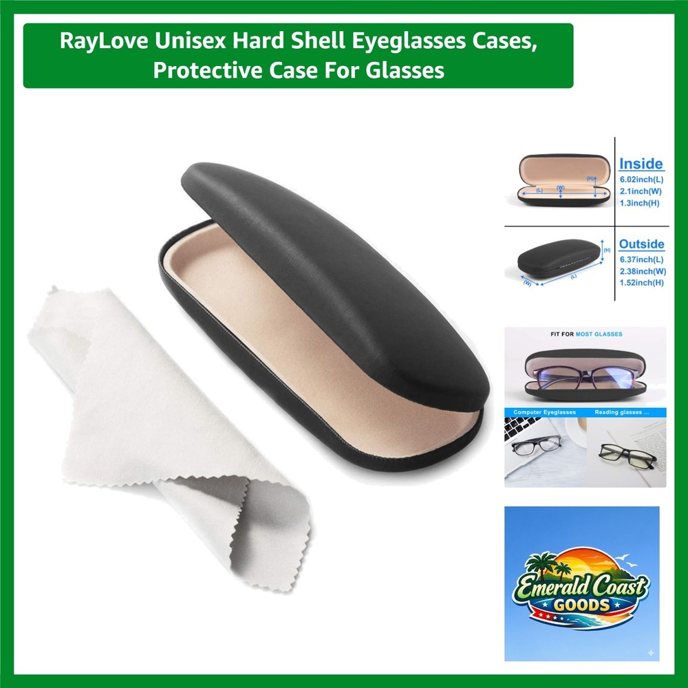 Modern Black Hard Shell Eyeglasses Case - Lightweight, Durable, and Protective