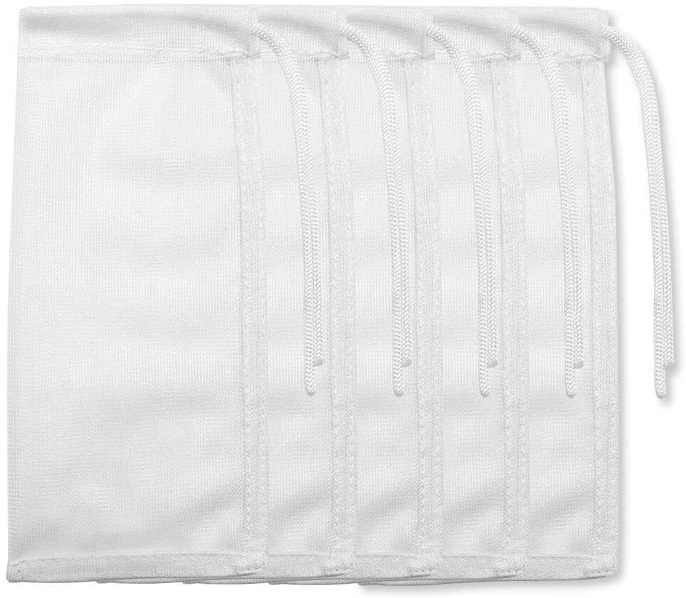 Extra Fine Mesh Media Filter Bags - 3" by 8" - 4 Pack with Drawstrings White US