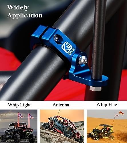 2PCS Whip Flag Mounts, Solid Aluminum Alloy UTV Whip Light Mount, Off-Road