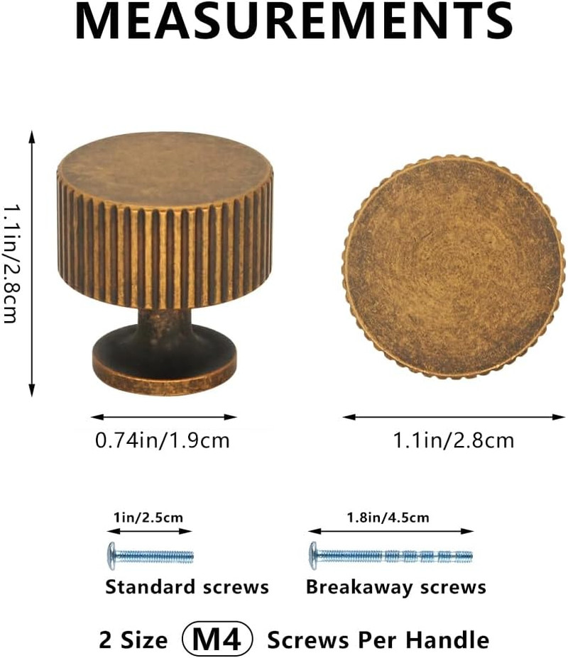 12 Pack Solid Vintage Antique Brass Cabinet Knobs Dresser Knobs, Drawer Pulls fo