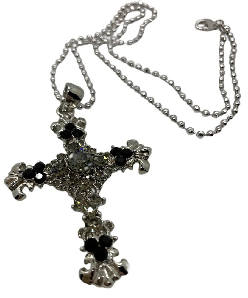 Clear Austrian Crystal Cross Necklace