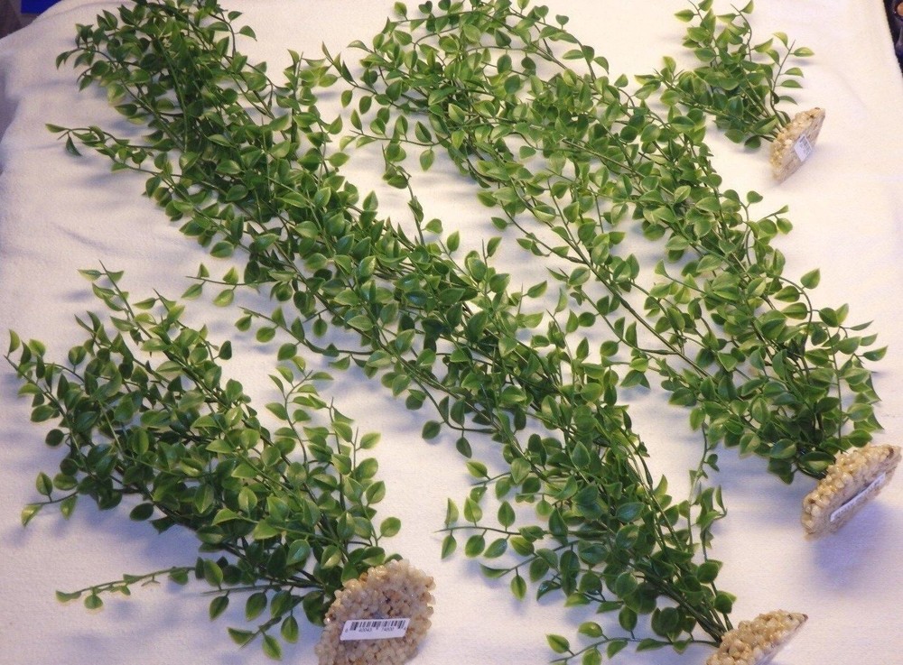 5" MINI PEA LEAF Artificial Aquarium soft Plastic plant w/ stone base