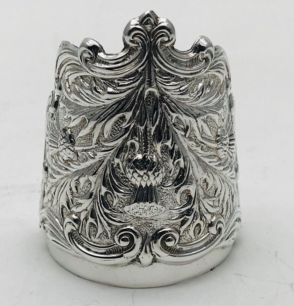 60mm Soild Silver Scottish Thistle/schroll Napkin Ring
