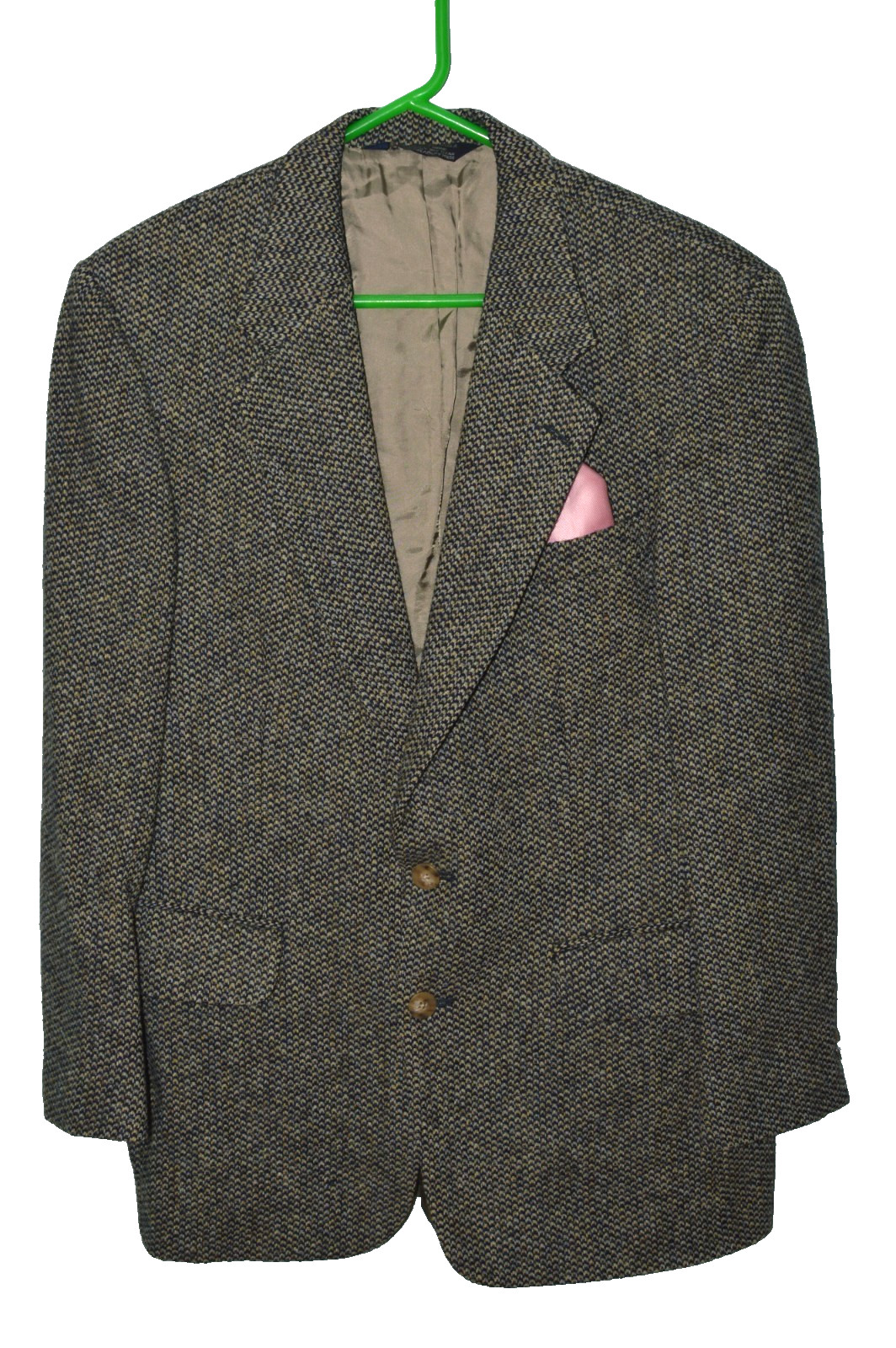 40R 40 Regular R HARRIS TWEED Gray Bird’s Eye Wool Suit Sport Coat Blazer Jacket