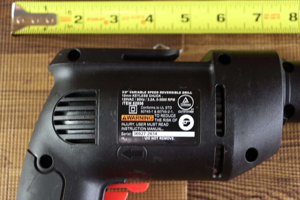 Drill Master 3/8'' Variable Speed Reversible Drill 10mm Keyless Chuck 3.2A 62856